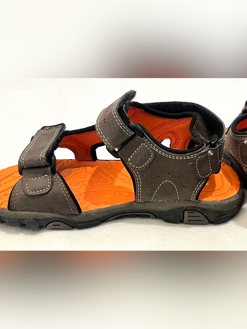 Eddie Bauer Kids Orange & Brown Active Sandals w Adjustable Sport Velcro Straps - Picture 10 of 16